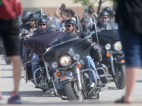The 10th Annual Motorcycle Ride For Dad took place in Winnipeg today.  The event has, so far, raised $1.85 Million for prostate cancer research and education in Manitoba.  Organizers hope to raise $350,000 this year, to make the ten year total $2.2 Million.  Saturday, May 26, 2018.   Sun/Postmedia Network