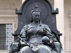 The statue of Queen Victoria on the grounds of the Manitoba Legislative Building is shown Friday May 18, 2012. BRIAN DONOGH/WINNIPEG SUN/QMI AGENCY