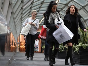 Shoppers at the Toronto Eaton Centre. Polling by Nanos Research for Bloomberg News shows a sharp deterioration in household sentiment gauges since Donald Trump and Prime Minister Justin Trudeau squared off over trade issues after a Group of Seven summit two weeks ago.