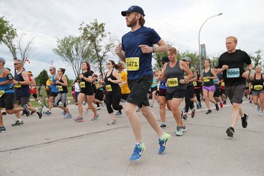 Thousands of runners compete in the men's and women's half marathon at the 40th annual Manitoba Marathon in Winnipeg, Man., on Sunday, June 17, 2018. (Brook Jones/Postmedia Network)