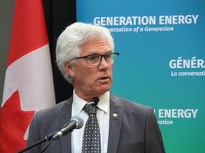 Canada's Minister of Natural Resources Jim Carr receives the Canada's Energy Transition Report from the Generation Energy Council on June 28, 2018 at the University of Winnipeg Environment and Science Complex. Danton Unger/Postmedia