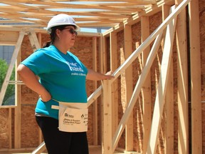 Leeann Dumas is working mother of four, who is planning her wedding and on top of that, building her own house. Dumas gives a tour of her future home on June 7, 2017. Dumas is building her house with the help of Habitat for Humanity and the University of Manitoba. 
Danton Unger/Winnipeg Sun