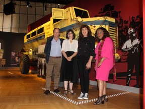 Christopher Till (from left), director of the Apartheid Museum, Isabelle Masson, CMHR curator, Emilia Potenza, Apartheid Museum curator, and Dr. Dolana Mogadime, are the minds that brought the Mandela: Struggle for Freedom exhibit to the Canadian Museum for Human Rights on June 7, 2018.
Danton Unger/Winnipeg Sun