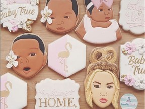 Cookies depicting Khloe Kardashian and her daughter True, made by Scientific Sweets are seen in this undated handout photo. A Manitoba cookie company is getting praise from Khloe Kardashian for custom creations featuring her daughter True. The famous Kardashian posted a photo of the custom order cookies made by Winnipeg's Scientific Sweets on Instagram on Monday.