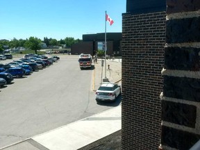 Police respond to a girl being hit in the bus loop of Maples Collegiate on June 4, 2018.