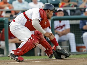 Goldeyes catcher Kevin Garcia formerly played in the Toronto Blue Jays organization after his time at Loyola Marymount University.  (PAUL McKEEN/Photo)