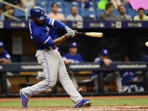 The Blue Jays’ bats (Teoscar Hernandez pictured) have been pretty quiet lately, and it won’t get any easier when they face the highly skilled Washington Nationals coming into town for a three-game series. (Getty Images)
