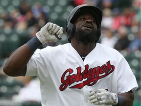Winnipeg Goldeyes slugger Reggie Abercrombie finished the day with three RBI in a 6-5 loss to the Chicago Dogs Sunday afternoon,