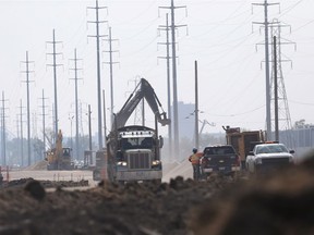 Construction in the vicinity of the Parker Lands, in Winnipeg in 2017. The developer is accusing the city of delaying attempts to develop the Parker Lands for years, so it's asking the court to intervene.