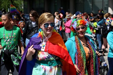 Colour aplenty during the Pride Day parade on York Avenue in Winnipeg on Sun., June 3, 2018. Kevin King/Winnipeg Sun/Postmedia Network