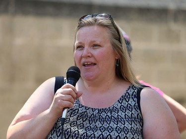 Event co-ordinator Kreesta Doucette speaks during the Fam Jam Wheel Jam in Winnipeg on Sun., June 10, 2018. Kevin King/Winnipeg Sun/Postmedia Network