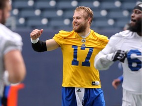 Winnipeg Blue Bombers quarterback Chris Streveler (17) during practice Tuesday.