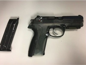 An airsoft handgun similar to the one shown was used to threaten a number of people last week.
