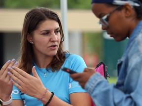 Emily Potter, 22, speaks about her struggle with depression at the Ride Don't Hide event in support of mental health at Vimy Ridge Park in Winnipeg on Sun., June 24, 2018. The first Manitoban to sign with an WNBA club, the Glenlawn Collegiate product who graduated from the University of Utah was waived by the Seattle Storm and will play professionally in Poland come August. Kevin King/Winnipeg Sun/Postmedia Network
