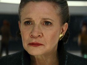 Carrie Fisher in Star Wars: The Last Jedi.