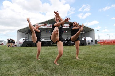 Dancers with the Royal Dance Conservatory perform during the Canada Day celebrations at the Sunova Centre in the RM of West St. Paul, Man., north of Winnipeg, Man., on Sunday, July 1, 2018. Pictured: L-R: Sarah Petrie, Hannah Leary and Julia Daterra. (Brook Jones/Selkirk Journal/Postmedia Network)