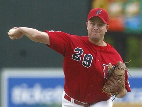Former Goldeyes pitcher Ben Moore, who went on to a stellar career with the Sioux Falls Canaries, was  honoured Saturday when the Canaries retired his uniform number. (CHRIS PROCAYLO/Winnipeg Sun files)