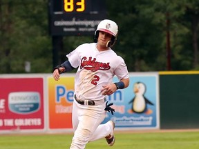 Winnipeg Goldeyes left fielder Jordan Ebert is batting .353 in his last 20 games. (Dan LeMoal photo)