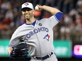 J.A. Happ of the Toronto Blue Jays and the American League pitches in the 10th inning against the National League during the 89th MLB All-Star Game at Nationals Park on July 17, 2018 in Washington, DC. (PATRICK SMITH/Getty Images)
