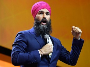 NDP Leader Jagmeet Singh speaks during the Federal NDP Convention in Ottawa on Saturday, Feb. 17, 2018. THE CANADIAN PRESS/Justin Tang