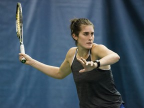 Canadian tennis player Rebecca Marino is photographed during practice in Toronto on Thursday, November 2, 2017. Marino is starting small in her return to competitive tennis after a four-year absence. THE CANADIAN PRESS/Christopher Katsarov ORG XMIT: CKL209