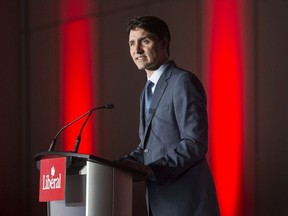 Prime Minister Justin Trudeau delivers remarks at a Liberal Party fundraising event in Brampton, Ontario on Thursday July 5, 2018.