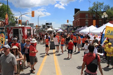 Thousands of Winnipeggers enjoy the Canada Day festivities during the annual two-day TELUS Osborne Village Street Festival and Canada Day Celebration in Winnipeg on Sunday, July 1, 2018.
