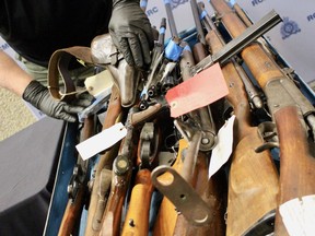 Police display guns surrendered during Gun Amnesty Month, June 2018.
Scott Billeck/Winnipeg Sun