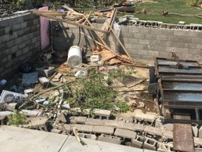 Evidence of the destruction left behind by the EF-4 tornado which hit the area around Alonsa, Man, causing wide-spread destruction with estimated wind speeds of 270-280 kilometres per hour on Friday.