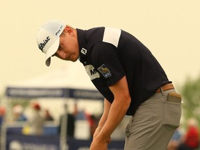 Jared du Toit putts during the Players Cup, a Mackenzie Tour event, at the Southwood Golf and Country Club in St. Norbert. Du Toit is tied for 33rd place with 68, -4. (Kevin King/Winnipeg Sun)