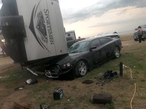 An overturned trailer is shown after a tornado at Margaret Bruce Beach, east of Alonsa, Man., on Friday, Aug.3, 2018. A tornado that touched down west of Lake Manitoba on Friday night tore at least one home off its foundation, a spokesman for Environment Canada said Saturday. THE CANADIAN PRESS/HO-Facebook-Vanessa Whyte MANDATORY CREDIT ORG XMIT: CPT102