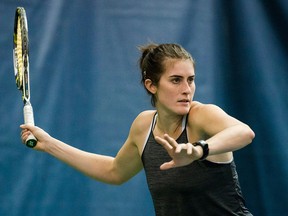 Canadian tennis player Rebecca Marino is photographed during practice in Toronto on Thursday, Nov. 2, 2017.