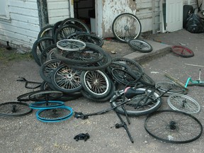 RCMP seized meth and stolen bicycles during a traffic stop and a raid early Thursday morning. Handout.