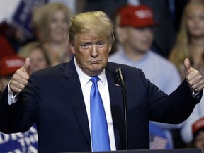 U.S. President Donald Trump speaks during a rally, Thursday, Aug. 2, 2018, in Wilkes-Barre, Pa.