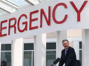 Premier Brian Pallister speaks during the official opening ceremony of the Grace Hospital emergency department, the Edward and Marjorie Danylchuk Centre, on Booth Drive in Winnipeg on Thurs., May 24, 2018. Kevin King/Winnipeg Sun/Postmedia Network