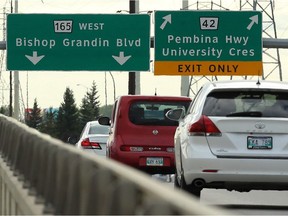 Traffic on Bishop Grandin Boulevard near Pembina Highway in Winnipeg.