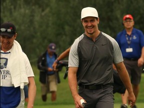 Mark Scheifele laughs on the fairway during the Players Cup (now known as the Manitoba Open), a Mackenzie Tour event, at the Southwood Golf and Country Club in St. Norbert, Man., on Thurs., Aug. 16, 2018. Kevin King/Winnipeg Sun/Postmedia Network