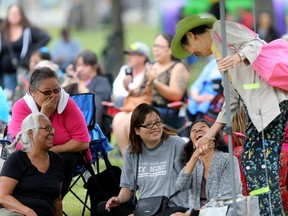 The 10th Annual No Stone Unturned free concert to honour Manitoba's Missing and Murdered took place today in Winnipeg.  The gathering took place in StJohn's Park..   Saturday, August 25/2018 Winnipeg Sun/Chris Procaylo/stf