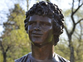 Mustard for Mr. Winnipeg, Wednesday, May 18, 2011: Winnipeg Realtors Citizens Hall of Fame Terry Fox sculpture erected in Assiniboine Park (Formal Gardens) week of May 16, 2011.  Photo credit: handout