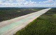 Provincial crews work on building the Lake St. Martin channel, July 2014.   Government of Manitoba handout