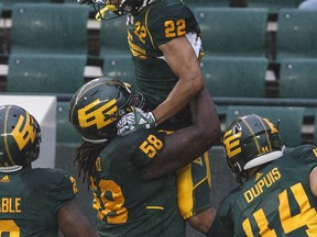 Former Blue Bomber Travis Bond (58), is now with the Edmonton Eskimos. (THE CANADIAN PRESS)