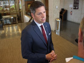 Mayor Brian Bowman speaks to reporters at City Hall on Wednesday, Sept. 5, 2018. 
JOYANNE PURSAGA/Winnipeg Sun