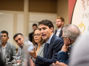 Prime Minister Justin Trudeau meets with the Federation of Sovereign Indigenous Nations in Saskatoon on Wednesday, September 12, 2018. A video posted online shows Prime Minister Justin Trudeau telling chiefs he is upset about how time was managed in a recent meeting with the Federation of Sovereign Indigenous Nations.