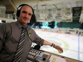 Rory McGouran is shown during the Humboldt Broncos' home opener in Humboldt, Sask., on Wednesday.