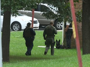 Authorities respond to a shooting in Harford County, Md., Thursday, Sept. 20, 2018.   Authorities say multiple people have been shot in northeast Maryland in what the FBI is describing as an "active shooter situation."