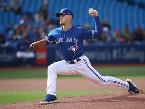 On Saturday, Jays’ pitcher Thomas Pannone picked up his fourth win. (The Canadian Press)