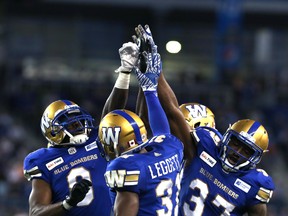 The Winnipeg Blue Bombers defence has allowed only four touchdowns in five games. (Kevin King/Winnipeg Sun)