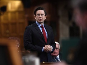Conservative MP Pierre Poilievre speaks during a Committee of the Whole in the House of Commons on Parliament Hill in Ottawa on May 22, 2018. Conservative Finance Critic Pierre Poilievre says he plans to make life really uncomfortable for the governing Liberals until they finally give in and produce their analysis on how much a carbon price of $50 a tonne is going to cost the average Canadian family.