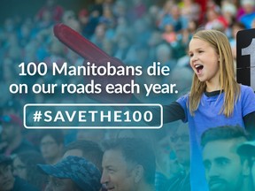 Manitoba Public Insurance launched Save the 100 on Wednesday, a new campaign and "wake-up call" aimed at driving the average number of deaths on roads from 100 to zero, with 100 being the number of deaths seen annually in the province, on average, per year for the past decade.
Handout