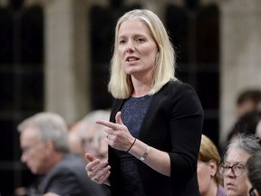 Environment Minister Catherine McKenna speaks during question period in the House of Commons on Parliament Hill, in Ottawa on Tuesday, Oct. 16, 2018.
